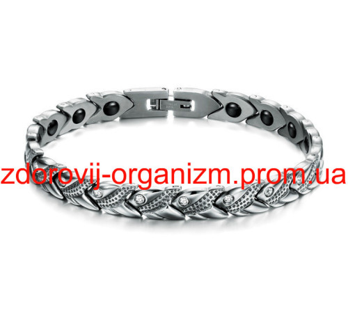 Магнітний жіночий браслет Лілія - Сільвер стрази