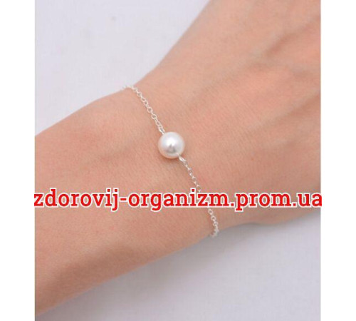 Браслет із перлиною Касумі, на срібному ланцюжку
