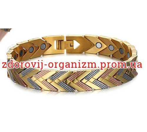 Турмаліновий браслет із магнітами срібло із золотом 3в1