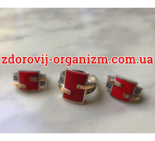 Гарнітур зі срібла із золотом і червоним коралом