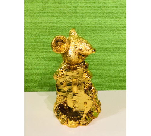 Золота щура з монетою долара «ваша удача прибуття»