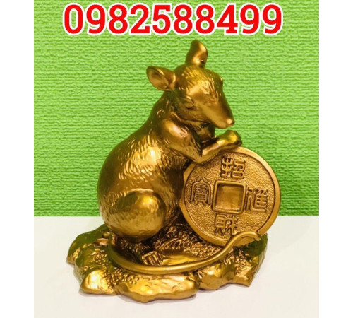 Золотий щур із монеткою символ багатства