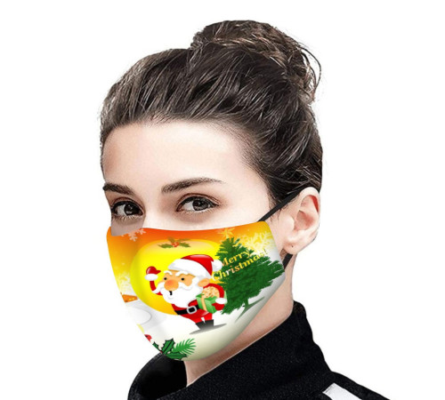 Захисна турмалінова маска з малюнком «Дід Мороз з Ялинкою»