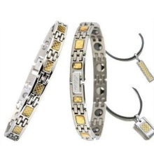 Турмалінові браслети з кулонами (чоловіч і жінок) набір