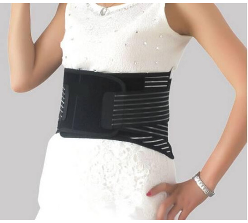 Турмаліновий пояс-корсет зі сталевими пластинами чорний (125 см, 21 магніт)