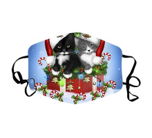 Багаторазова захисна маска для обличчя з турмаліном «Новорічні кішки»