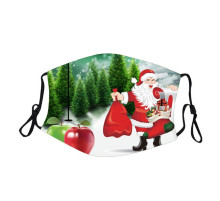Захисна турмалінова маска багаторазова з малюнком «Санта Клаус із подарунками»