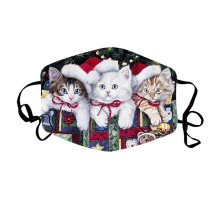 Захисна турмалінова маска з малюнком Новорічні три кішки