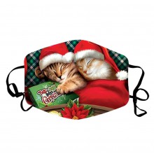 Багаторазова захисна турмалінова маска для обличчя Різдвяні кішки