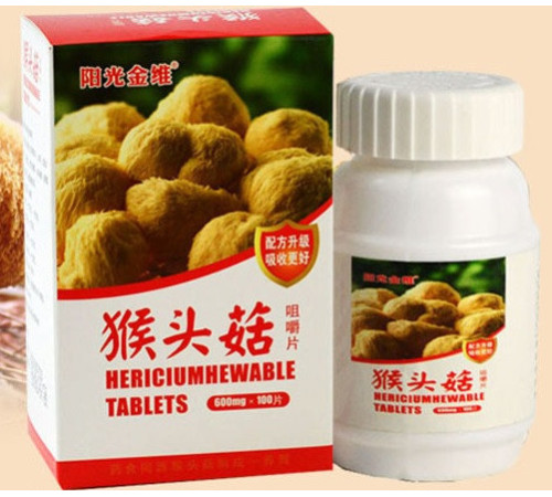 Натуральний гриб Hericium Герицій у таблетках 100 штук