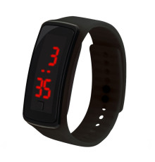 Турмаліновий спортивний світлодіодний годинник силіконовий вологонепроникний чорний