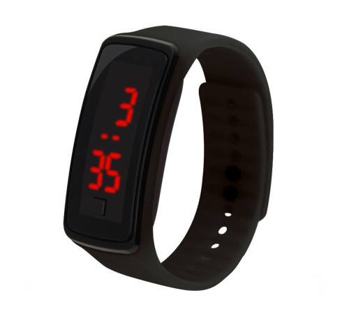 Турмаліновий спортивний світлодіодний годинник силіконовий вологонепроникний чорний