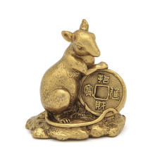 Золотий щур із монеткою символ багатства