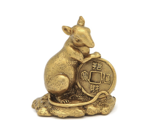 Золотий щур із монеткою символ багатства