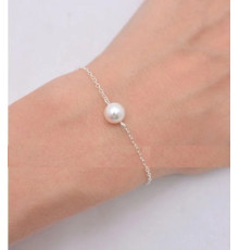 Браслет із перлиною Касумі, на срібному ланцюжку