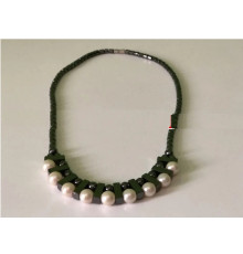 Кольє з натуральних перлів і гематиту Флорентина