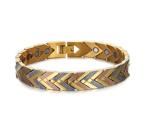 Турмаліновий браслет із магнітами срібло із золотом 3в1