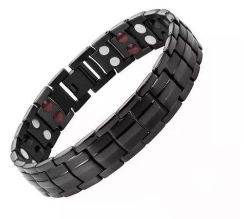 Браслет магнітно-турмаліновий із германієм чорний (3в1) 21см