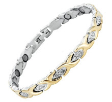 Магнітний браслет сильвер зі стразами Схід (19 см)