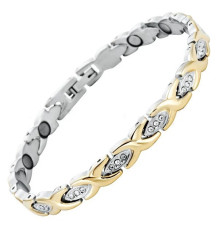 Магнітний браслет сильвер зі стразами Схід (19 см)