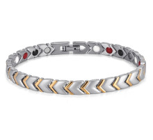 Терапевтичний магнітний турмаліновий браслет жіночий (Візіон) сильвер