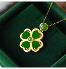 Турмалінова золота підвіска Чотирилиста конюшина для великих грошей