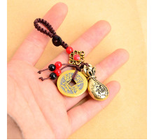 Брелок мішечок багатства з монетами та містичним вузлом