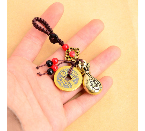 Брелок мішечок багатства з монетами для збереження грошей