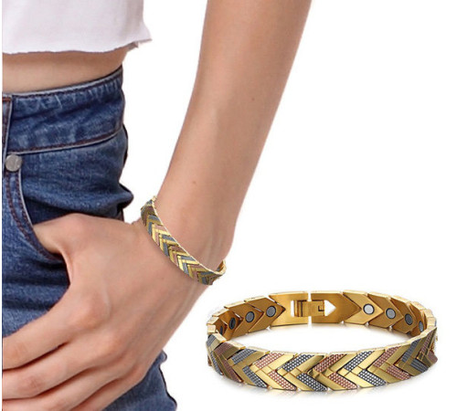 Турмаліновий браслет із магнітами, титаном і германієм три різновиди золото 4в1