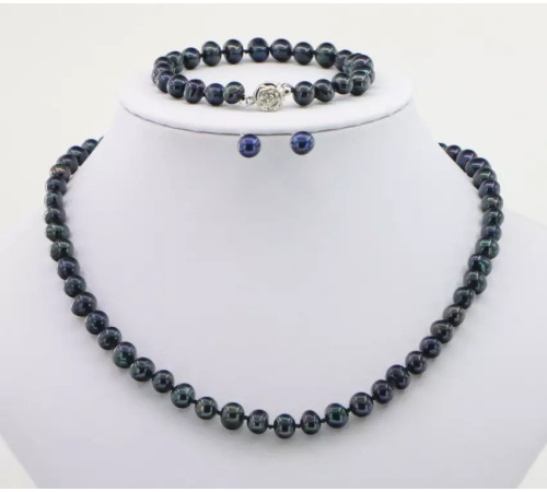 Намисто з чорного з фіолетовим відливом морських перлів Таїті