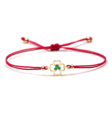 Браслет червона нитка з чотирилистовим конюшином і фіанітом для великих грошей