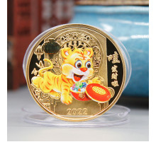 Грошова монета Тигр з горщиком багатства