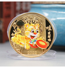 Грошова монета Тигр з горщиком багатства