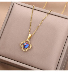 Золота підвіска з мерехтливим кристалом зварювання Чотирилискова конюшина