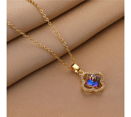 Золота підвіска з мерехтливим кристалом зварювання Чотирилискова конюшина