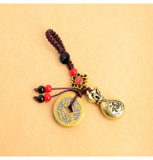 Брелок мішечок багатства з монетами для збереження грошей