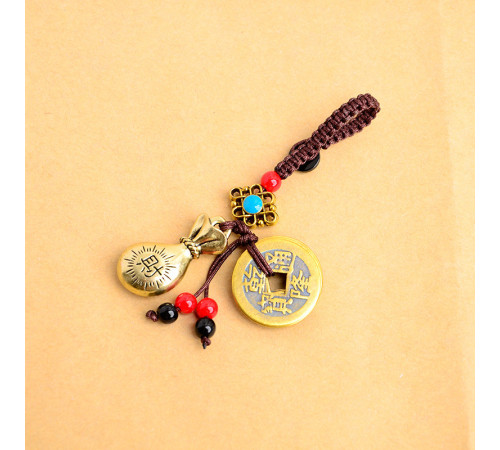 Брелок мішечок багатства з монетами для збереження грошей