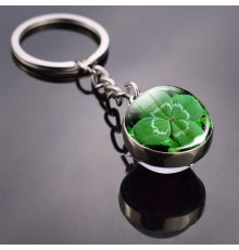 Брелок зі справжнім Чотирилистним конюшиною для щастя, удачі та грошей
