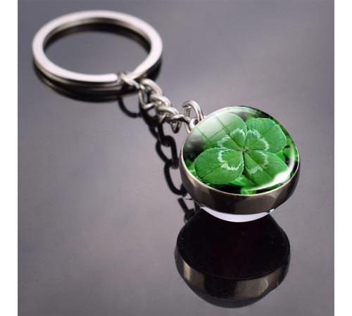 Брелок зі справжнім Чотирилистним конюшиною для щастя, удачі та грошей