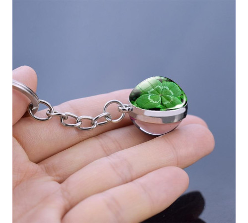 Брелок зі справжнім Чотирилистним конюшиною для щастя, удачі та грошей