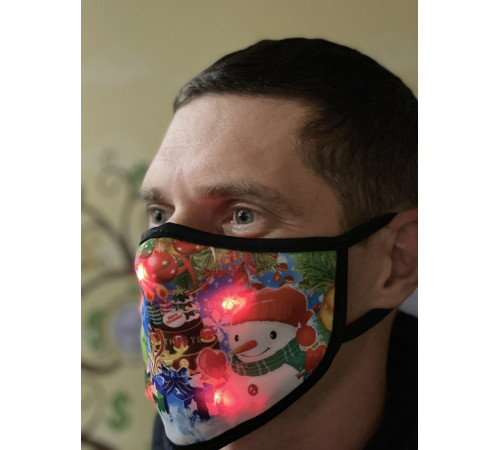 Світлодіодна Різдвяна маска сніговик і дід мороз Merry Christmas для чоловіків і жінок багаторазова