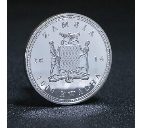 Срібна монета Тигр Великого Багатства та Здоров'я з червоним кристалом