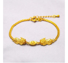 Золотий браслет подвійний Пі Яо з монет для багатства і збереження грошей