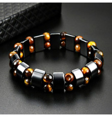 Турмаліновий браслет гематит із червоним тигровим оком для здоров'я