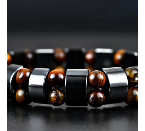 Турмаліновий браслет гематит із червоним тигровим оком для здоров'я