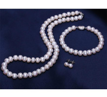 Комплект із натуральних морських перлів Намисто, Браслет і Сережки Клас AAА Вековий Схід
