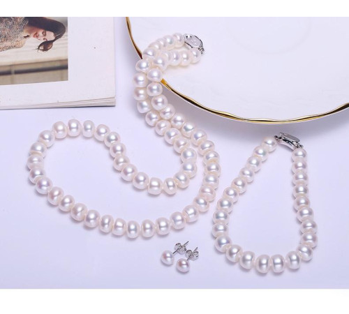 Комплект із натуральних морських перлів Намисто, Браслет і Сережки Клас AAА Вековий Схід