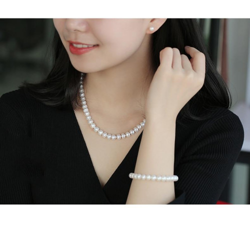 Комплект із натуральних морських перлів Намисто, Браслет і Сережки Клас AAА Вековий Схід