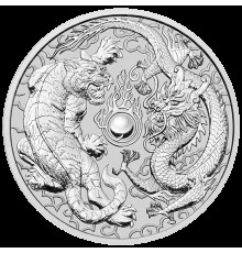 Срібна монета Тигр і Дракон для добробуту та удачі