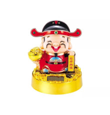 Бог Багатства з золотом в руках на сонячній батареї